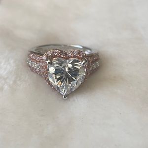 Sterling silver 925 cz heart ring